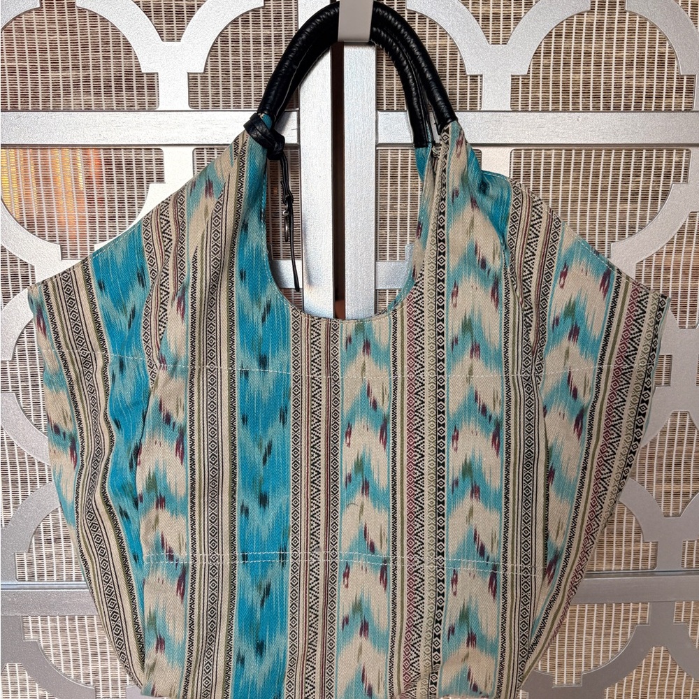 Pistil Blue and Cream Patterned Tote